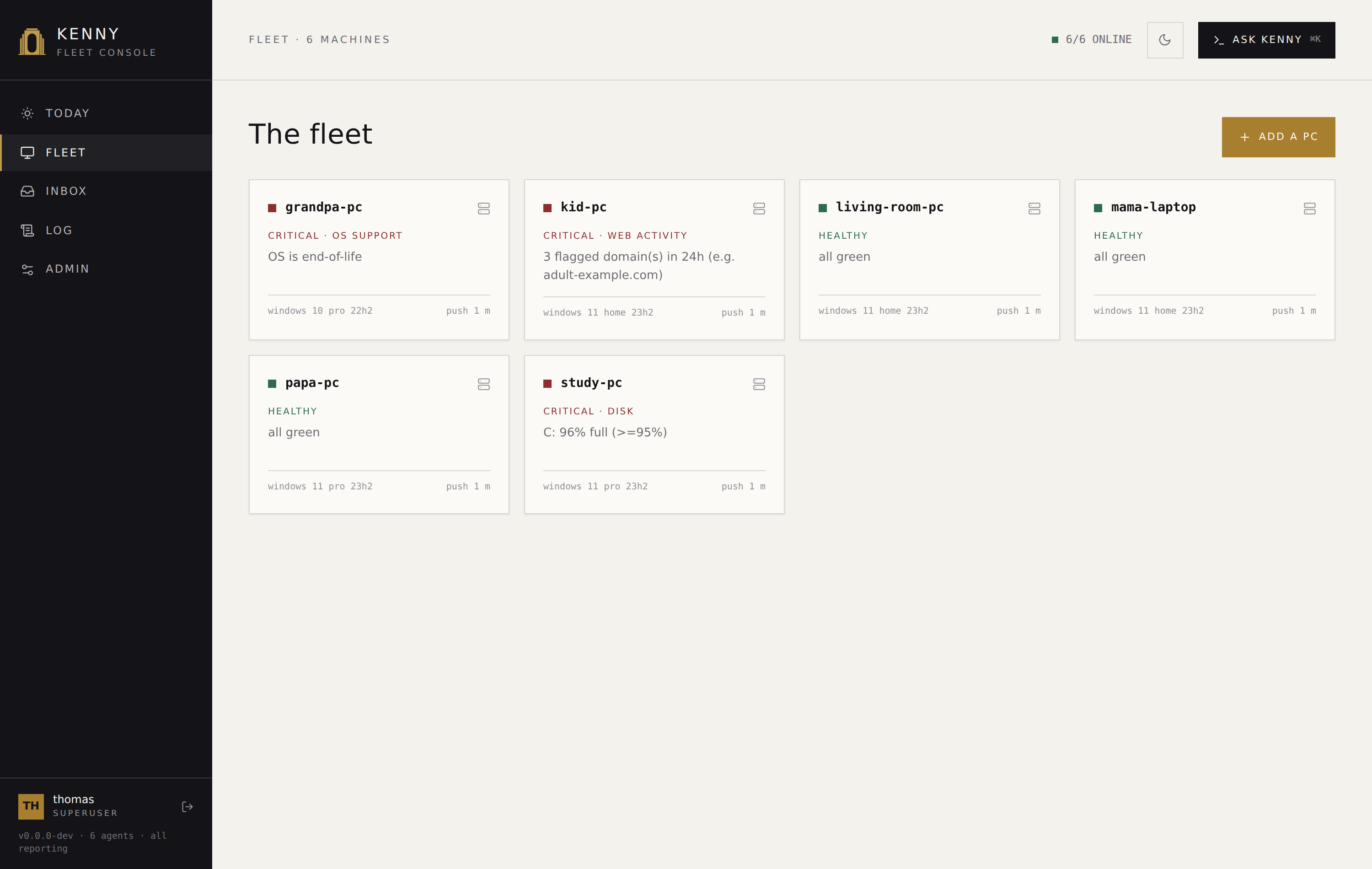 The Fleet page